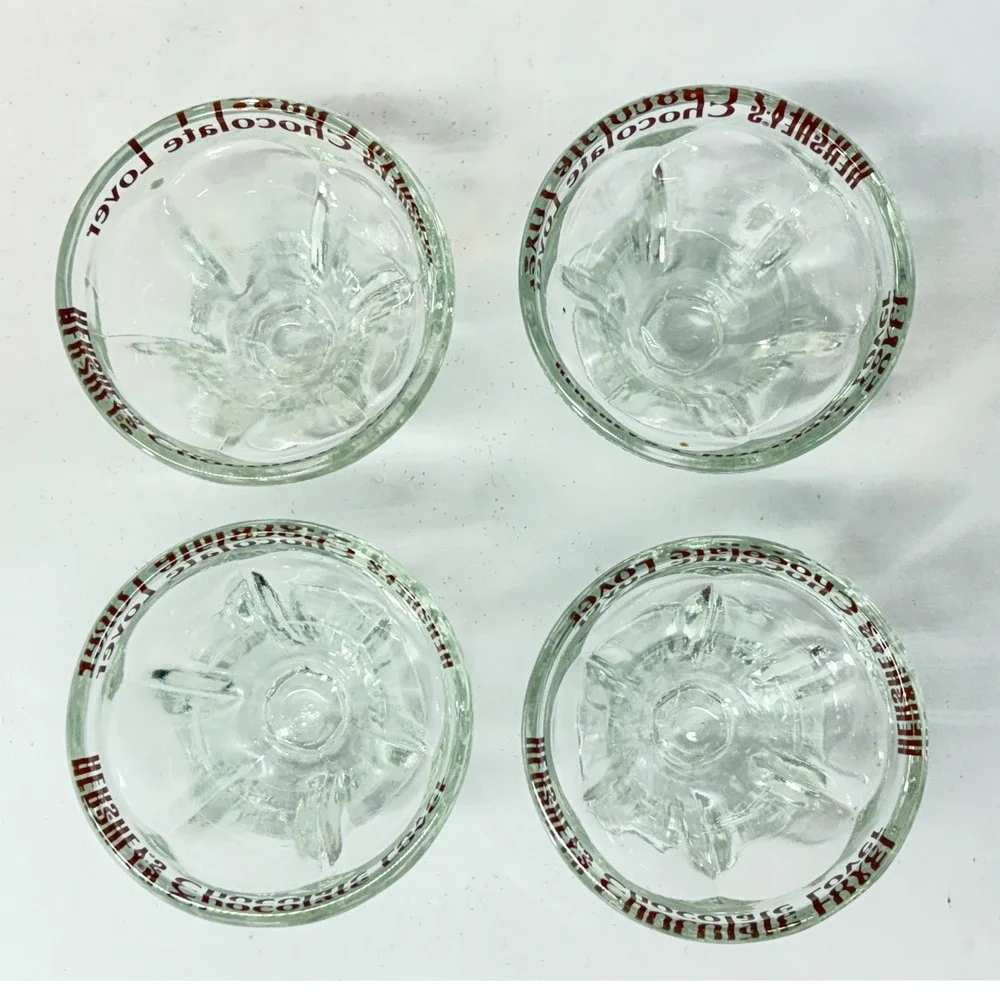 Hershey's Chocolate Lover Glass Sundae Cup Set of 4 Pedestal Fluted Retro 3